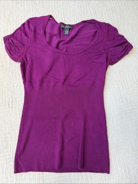 INC International Concepts Magenta Scoop Neck Short Sleeve Top